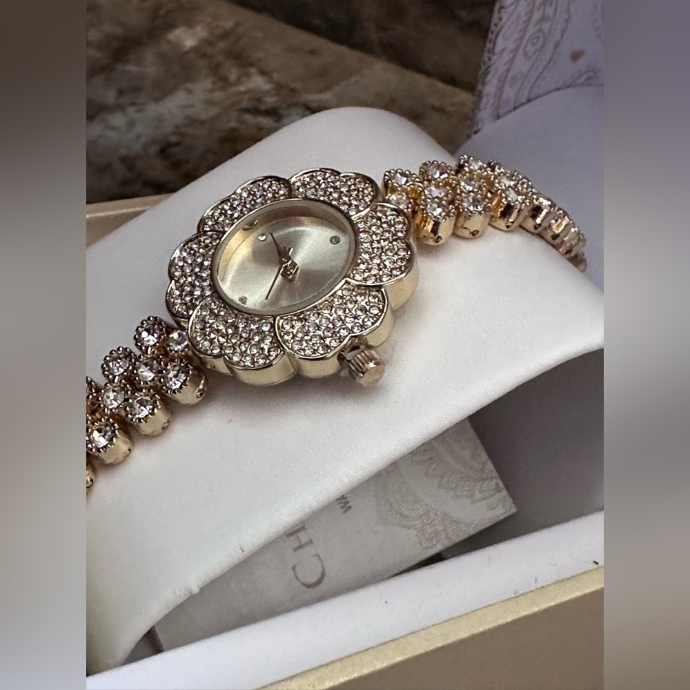 Charter Club Gold Clear Rhinestone Watch - Picture 6 of 14